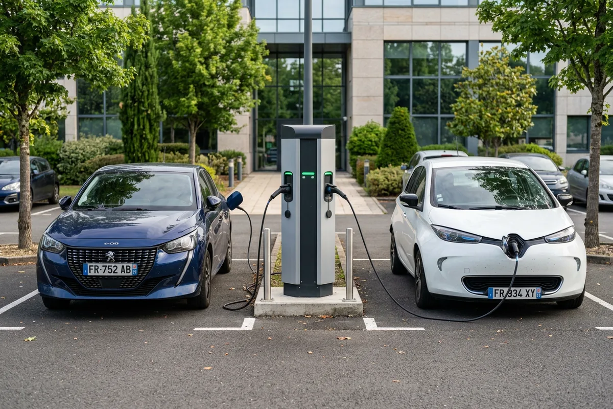 Borne de recharge double pour flotte d'entreprise et salariés dans l'Ardèche